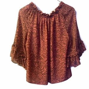 ANTONIO MELANI Tops - Antonio Melani Peach/Orange Silk Peasant Blouse L ANTONIO MELANI Tops - Antonio Melani Peach/Orange Silk Peasant Blouse L